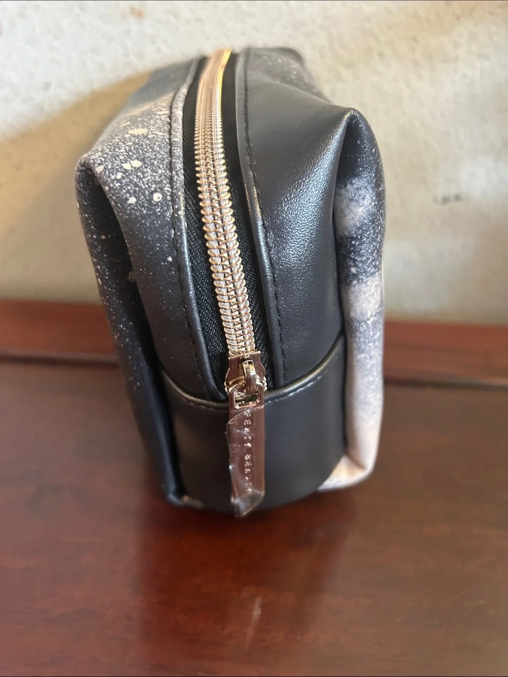Fenty Beauty Black Cosmetic Pouch with White Spray Paint Design